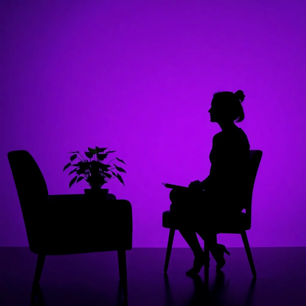 Silhouette of two people in a therapy session