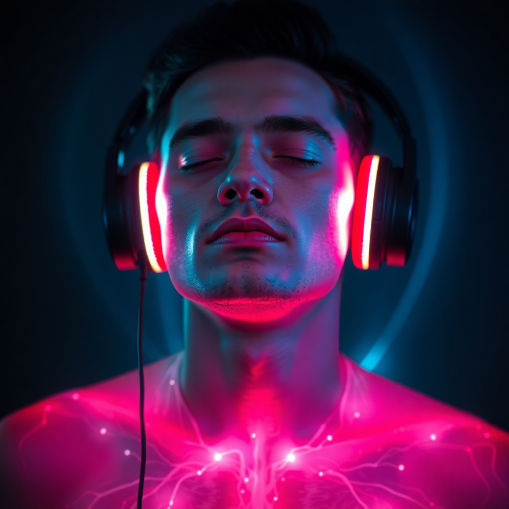 Man listening to music with headphones